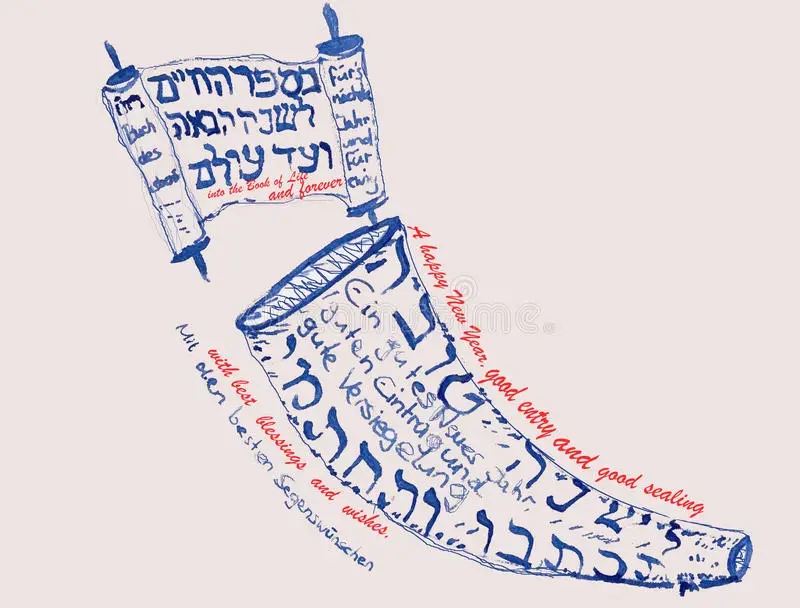 greetings-jewish-new-year-rosh-ha-shana-english-hebrew-german-greeting-card-ram-s-horn-shofar-torah-scroll-76129316